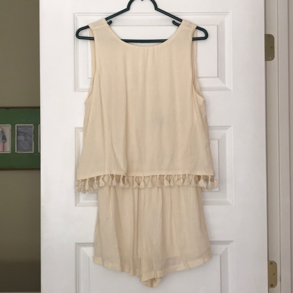 Cream tassel romper